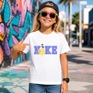 Tricou Alba Ca Zapada Snow White Princess Blue Glitter Urban Typography, din bumbac 100% Copii | Dama | Barbat - Img 4