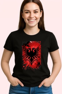 Tricou Albania Steag Splash Art, Copii | Dama | Barbat, culoare negru