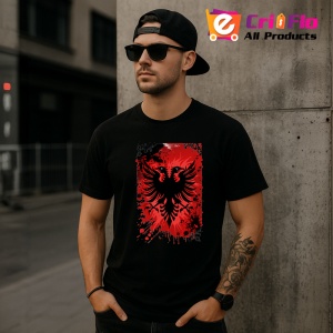Tricou Albania Steag Splash Art, Copii | Dama | Barbat, culoare negru - Img 6