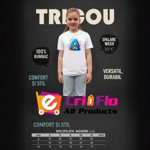 Tricou Alfabet Litera A cu Lilo si Stitch albastru, veselie mare, Alb, Unisex Dama si Barbat | Copii - Img 8