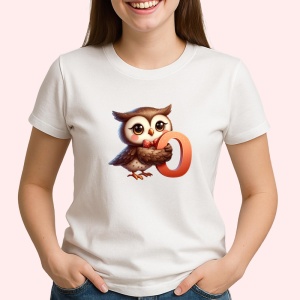 Tricou Alfabet Litera O , Alb, Unisex Dama si Barbat | Copii - Img 3