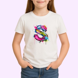 Tricou Alfabet Litera S cu graffiti, design exploziv, arta urbana, Alb, Unisex Dama si Barbat | Copii - Img 2