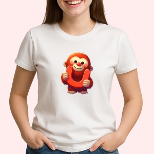 Tricou Alfabet Litera U cu animal Uakari , Alb, Unisex Dama si Barbat | Copii - Img 2