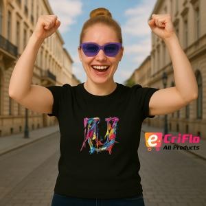 Tricou Alfabet Litera U cu graffiti, design exploziv, arta urbana, Negru, Unisex Dama si Barbat | Copii - Img 3