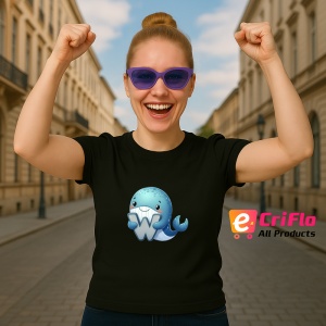 Tricou Alfabet Litera W cu animal Whale Balena, Negru, Unisex Dama si Barbat | Copii - Img 3