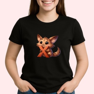 Tricou Alfabet Litera X cu animal Xenops, Negru, Unisex Dama si Barbat | Copii