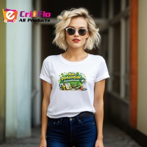 Tricou Am Potential Neconfirmat Text Amuzant Galben, din bumbac 100% , tricou alb pentru Copii | Dama | Barbat - Img 8