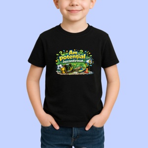 Tricou Am Potential Neconfirmat Text Amuzant Galben, din bumbac 100%, tricou negru Copii | Dama | Barbat - Img 2