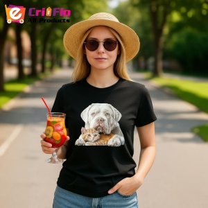 Tricou American Bulldog si pisica portocalie duo dragalas Copii | Dama | Barbat, negru - Img 10