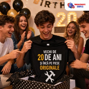 Tricou aniversar pentru barbati din bumbac 100% - Vechi de … si inca pe piese originale - Img 7