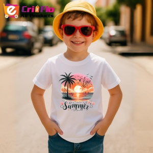 Tricou Apus pe plaja cu palmieri text love summer Copii | Dama | Barbat Barbat - Img 11