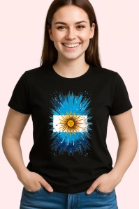 Tricou Argentina Steag Splash Art, Copii | Dama | Barbat, culoare negru