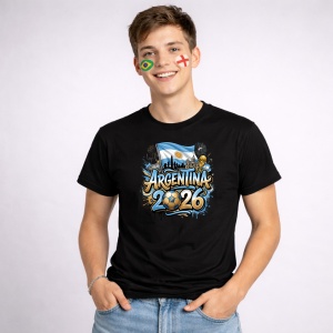 Tricou Argentina World Cup 2026 Fifa, din bumbac 100%, tricou negru, Copii | Dama | Barbat