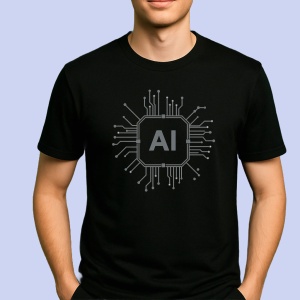 Tricou Artificial Inteligence AI procesor Negru, Copii | Dama | Barbat - Img 2