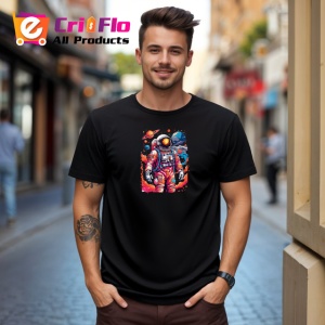 Tricou Astronaut In Spatiu Costum Colorat Cosmos, din bumbac 100%, tricou negru Copii | Dama | Barbat - Img 5