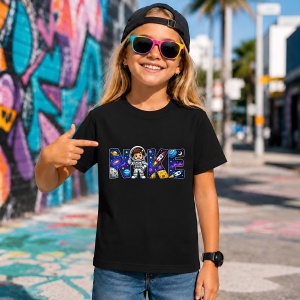 Tricou Astronaut Spatiu Galaxie Litere Urban Cosmic Streetwear, din bumbac 100%, tricou negru, Copii | Dama | Barbat - Img 7
