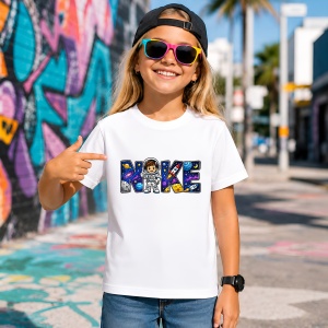 Tricou Astronaut Spatiu Galaxie Litere Urban Cosmic Streetwear, din bumbac 100% Copii | Dama | Barbat - Img 4