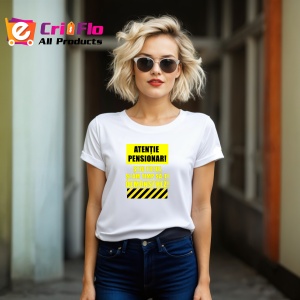 Tricou Atentie Pensionar Funny, din bumbac 100%, tricou alb, Dama | Barbat - Img 6