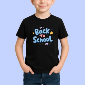 Tricou Back To School Font 3D Albastru Scoala, din bumbac 100%, tricou negru Copii | Dama | Barbat