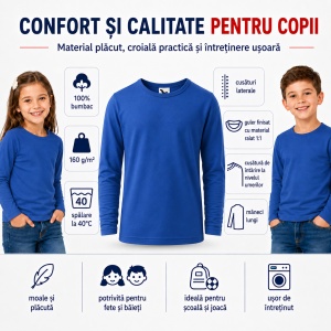 Tricou Băieți Mânecă Lungă din Bumbac 100% bluza simpla copii - Img 7