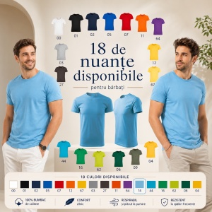 Tricou Bărbat Basic Free, 100% Bumbac, Guler Rotund, Croială Tubulară, S–3XL, 18 Culori - Img 9