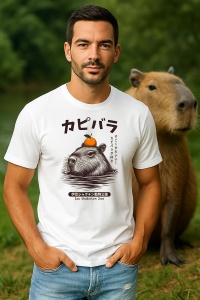 Tricou Barbat CapyBara - inoata cu o portocala pe cap - Img 3