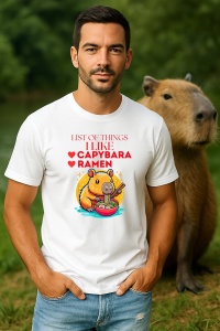 Tricou Barbat CapyBara - Lista lucrurilor care imi place : ramen si capybara hawaii - Img 4