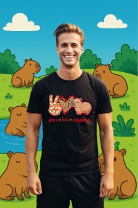 Tricou Barbat CapyBara - Peace, love capybara - Img 2