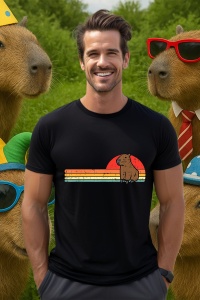 Tricou Barbat CapyBara - Rasarit retro - Img 4