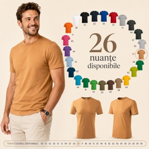Tricou Bărbat Classic Basic New, 100% Bumbac, 145 g/m², Guler Rotund, 26 Culori, Mărimi S–3XL