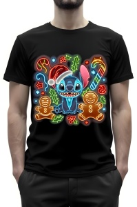 Tricou barbat craciun - NEON CHRISTMAS STITCH - stitch, craciun, extraterestru, copii
