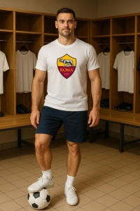 Tricou barbat cu logo stema AS Roma Italia , din bumbac 100% - Img 9