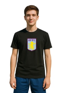 Tricou barbat cu logo stema Aston Villa Anglia , din bumbac 100% - Img 2