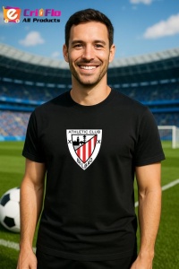 Tricou barbat cu logo stema Athletic Bilbao Spania , din bumbac 100%