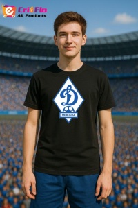 Tricou barbat cu logo stema FC Dinamo Moscova Rusia , din bumbac 100% - Img 4
