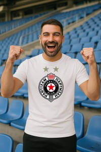 Tricou barbat cu logo stema FK Partizan Serbia , din bumbac 100% - Img 8