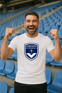 Tricou barbat cu logo stema Girondins de Bordeaux Franta , din bumbac 100% - Img 7