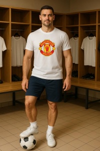 Tricou barbat cu logo stema Manchester United FC Anglia , din bumbac 100%