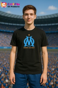 Tricou barbat cu logo stema Olympique de Marseille Franta , din bumbac 100% - Img 4