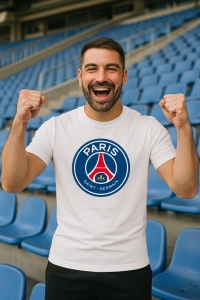 Tricou barbat cu logo stema Paris Saint Germain Franta , din bumbac 100%