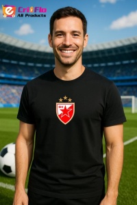 Tricou barbat cu logo stema Red Star Belgrade Serbia , din bumbac 100% - Img 5