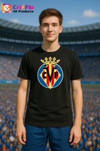 Tricou barbat cu logo stema Villarreal_CF Spania , din bumbac 100%