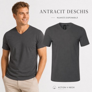 Tricou Bărbat Malfini Action V-Neck 700, 95% Bumbac, 5% Elastan, Guler în V, Slim Fit, 6 Culori, Mărimi S–2XL - Img 13