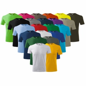 Imagine de prezentare tricou pentru barbati basic din bumbac si culorile disponibile galben, rosu, turcoaz, negru, verde, gri, alb, albastru