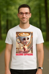 Tricou Barbat Tralalero Tralala cu personajul Ballerina Cappuccina - Italian Brainrot Meme (1) - Img 3