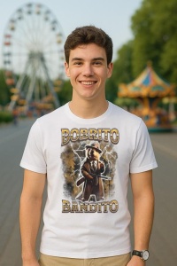 Tricou Barbat Tralalero Tralala cu personajul Bobrito Bandito Funny Italian Brainrot Meme Humor - Img 5