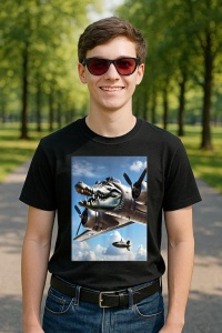 Tricou Barbat Tralalero Tralala cu personajul Bombardino Crocodilo - Italian Brainrot Meme (1) - Img 2