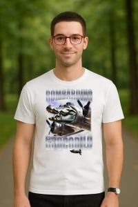 Tricou Barbat Tralalero Tralala cu personajul Bombardiro Crocodilo - Italian Brainrot Meme (1) - Img 4