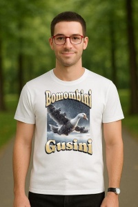 Tricou Barbat Tralalero Tralala cu personajul Bombombini Gusini Funny Italian Brainrot Meme Graphic