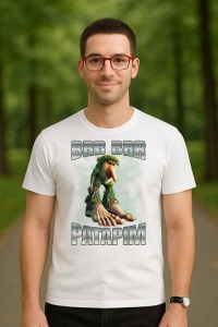 Tricou Barbat Tralalero Tralala cu personajul Brr Brr Patapim